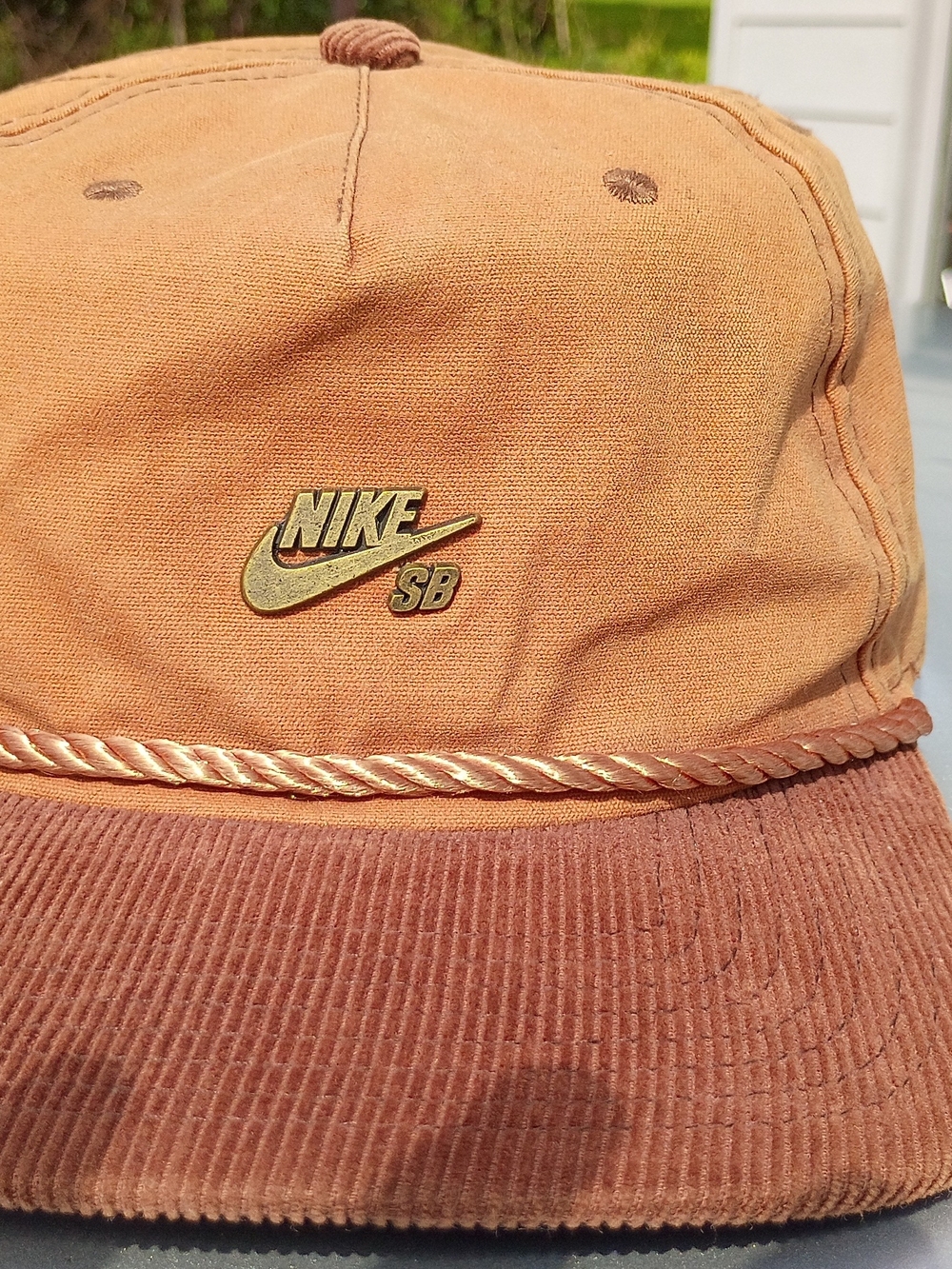 Nike SB Corduroy Rope-Trim Cap in Warm Rust